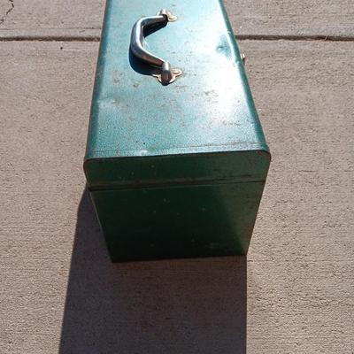 NICE TURNER METAL TOOL BOX WITH SHELF AND SOME HAND TOOLS