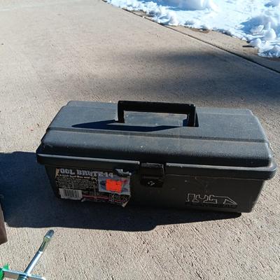 S & K tOOLS METAL LOCKING TOOL BOX, PLASTIC TOOL BOX, LARGE CAULKING GUN AND MORE