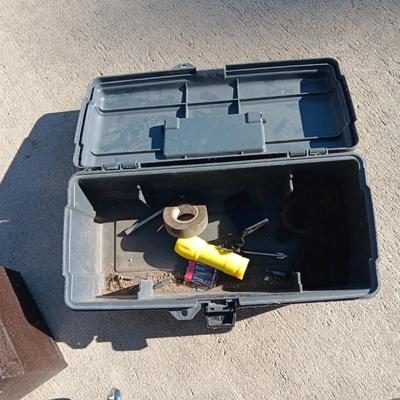 S & K tOOLS METAL LOCKING TOOL BOX, PLASTIC TOOL BOX, LARGE CAULKING GUN AND MORE