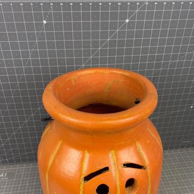 Terra Cotta Jack-O-Lantern Large