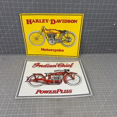 Indian Chief and Harley Davidson METAL Signs 