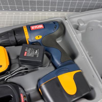 RYOBI 12 Volt Cordless Drill with Hard Case, Battery and Changer