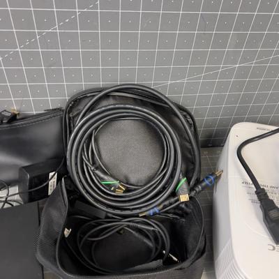 PROJECTOR, Dvd Player and all the cords and interface for PA 