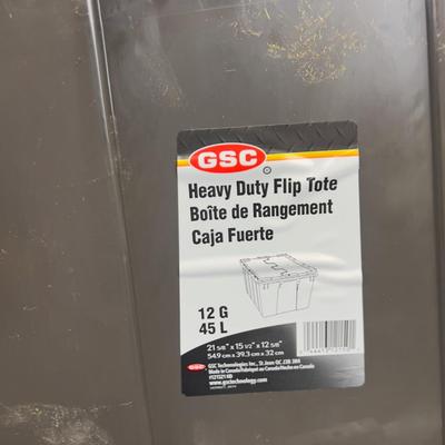 (3) 12 Gallon Heavy Duty Flip Lid Totes