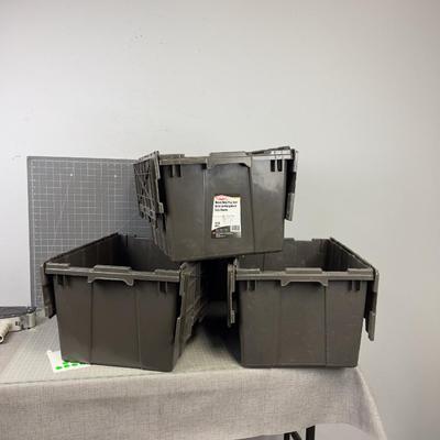 (3) 12 Gallon Heavy Duty Flip Lid Totes