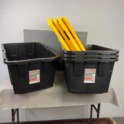 (4) 27 Gallon Black & Yellow Totes