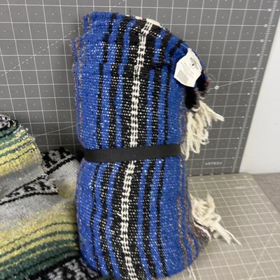 2 Cotton SERAPES: Blue & Green 