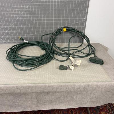 2 GREEN Outdoor Extension Cords with Multiplier