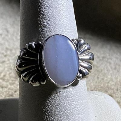 vintage CAROLYN POLLACK RELIOS STERLING & BLUE LACE AGATE RING SIZE 9