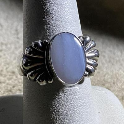 vintage CAROLYN POLLACK RELIOS STERLING & BLUE LACE AGATE RING SIZE 9