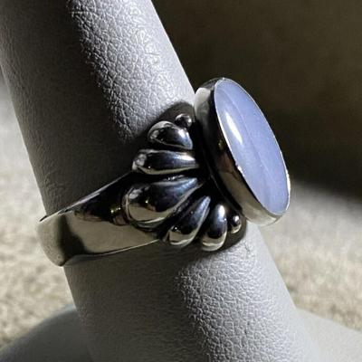 vintage CAROLYN POLLACK RELIOS STERLING & BLUE LACE AGATE RING SIZE 9