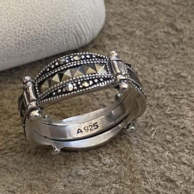 vintage STERLING SILVER & MARCASITE RING SIZE 8.5