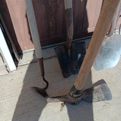 PICK AXE, SHOVELS, PITCH FORK, HOE AND PUSH BROOM