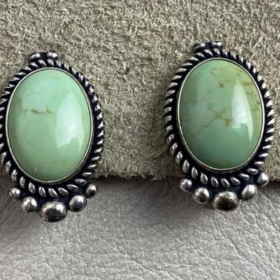 southwestern QUOC TURQUOISE & STERLING CLIP ON EARRINGS