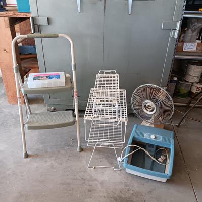 STEP STOOL BY WERNER, OSCILLATING FAN, CUPBOARD LIFTS, FOOT BATH AND ORGANIZER