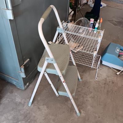 STEP STOOL BY WERNER, OSCILLATING FAN, CUPBOARD LIFTS, FOOT BATH AND ORGANIZER