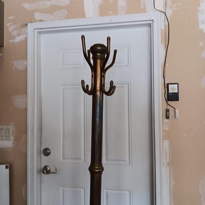 VINTAGE 6 FOOT BRASS COAT RACK