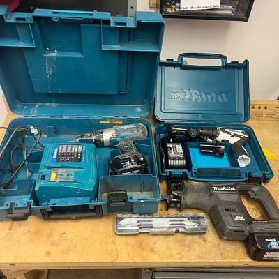 Two Makita Drills & Makita Reciprocating Saw (B1-MG)