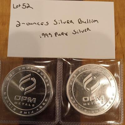 2. Troy ounce silver bullion