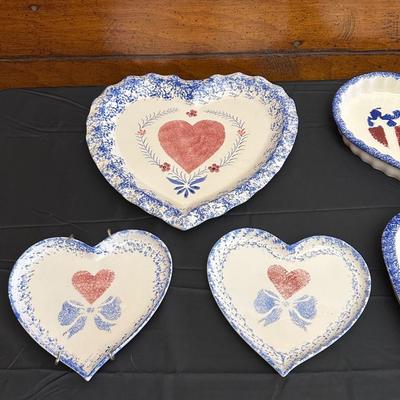 Collection of Blue & Red Ceramic Serving Dishes