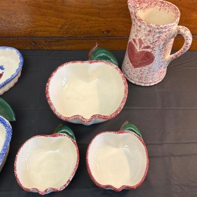 Collection of Blue & Red Ceramic Serving Dishes