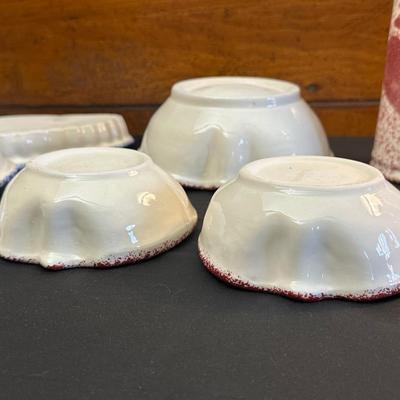 Collection of Blue & Red Ceramic Serving Dishes