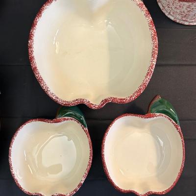 Collection of Blue & Red Ceramic Serving Dishes