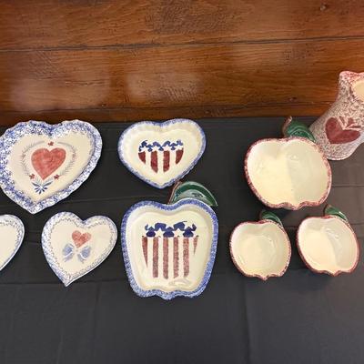 Collection of Blue & Red Ceramic Serving Dishes