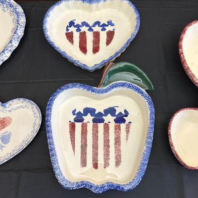 Collection of Blue & Red Ceramic Serving Dishes