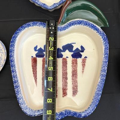 Collection of Blue & Red Ceramic Serving Dishes