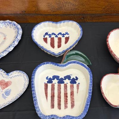 Collection of Blue & Red Ceramic Serving Dishes