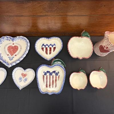 Collection of Blue & Red Ceramic Serving Dishes