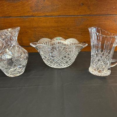 Crystal Pitchers and Bowl