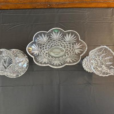 Crystal Pitchers and Bowl