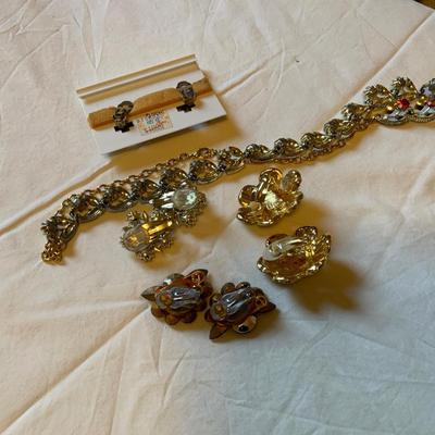 Lot of Colorful vintage clip on earrings and a Necklace