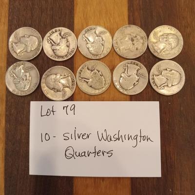 10 Washington Quarters silver