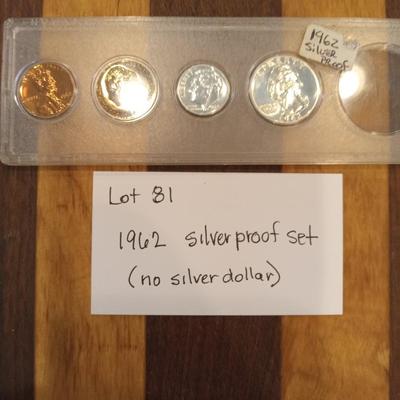 1962 quarter, dime, nickle, penny