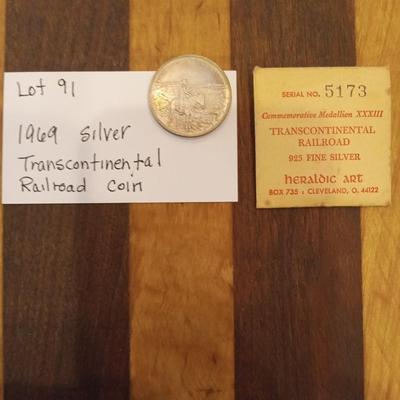 1969 silver transcontinental RR coin, silver
