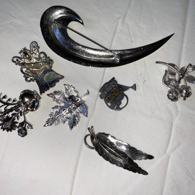 Lot of Vintage silver toned pins