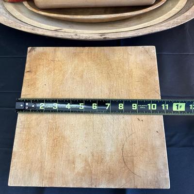 Primitive Wood Bowls, Rolling Pins, Cutting Board and China Plate