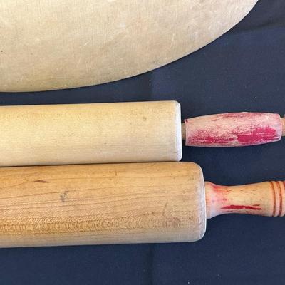 Primitive Wood Bowls, Rolling Pins, Cutting Board and China Plate