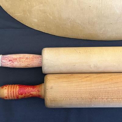 Primitive Wood Bowls, Rolling Pins, Cutting Board and China Plate