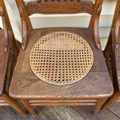 Vintage Wood Hand Caned Chairs