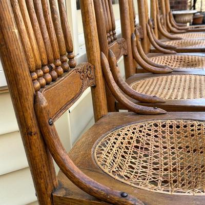 Vintage Wood Hand Caned Chairs