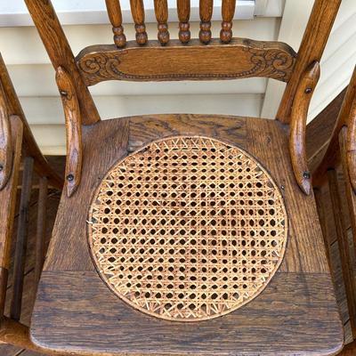 Vintage Wood Hand Caned Chairs