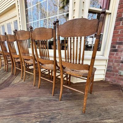 Vintage Wood Hand Caned Chairs