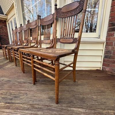 Vintage Wood Hand Caned Chairs