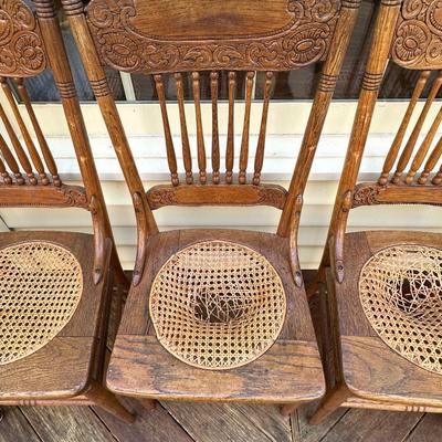 Vintage Wood Hand Caned Chairs
