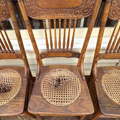 Vintage Wood Hand Caned Chairs