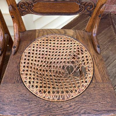 Vintage Wood Hand Caned Chairs